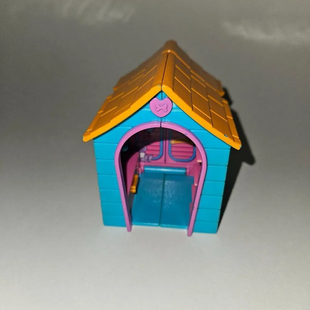 Polly Pocket Pet Pals Folding Dog House Origin 2001 Toy Food Bowl Basket READ